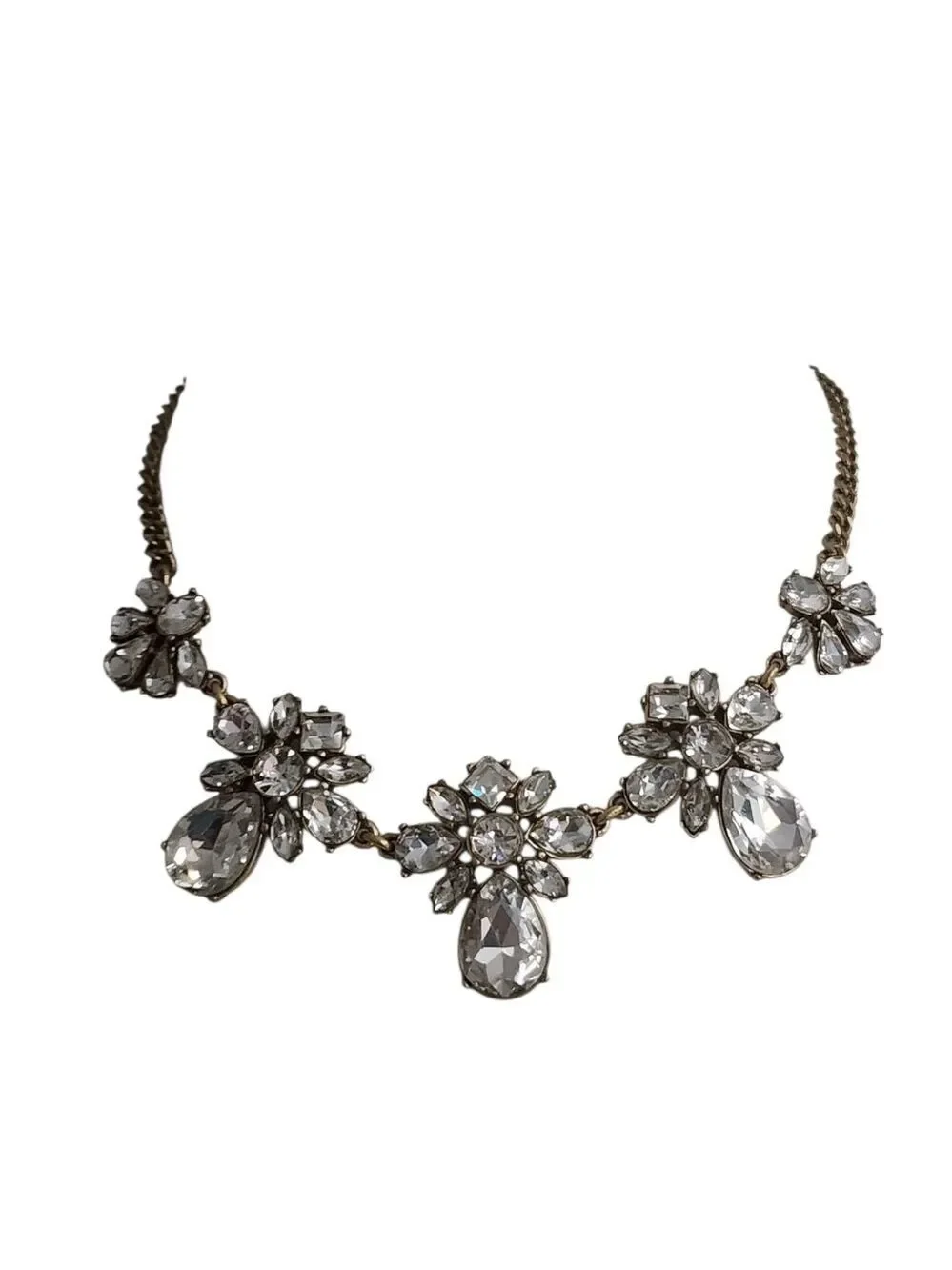 J. Crew Clear Crystal Floral Statement Necklace